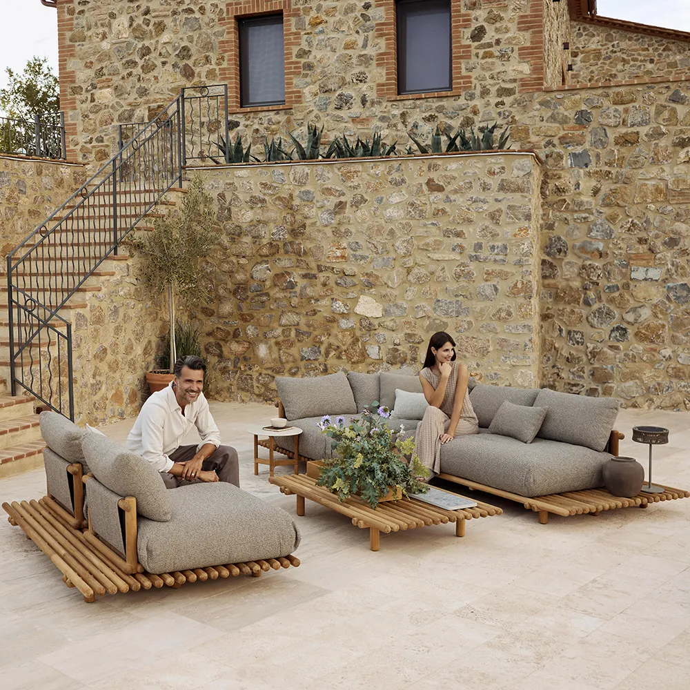 Sticks sofa m/chaiselong Teak/desert sand