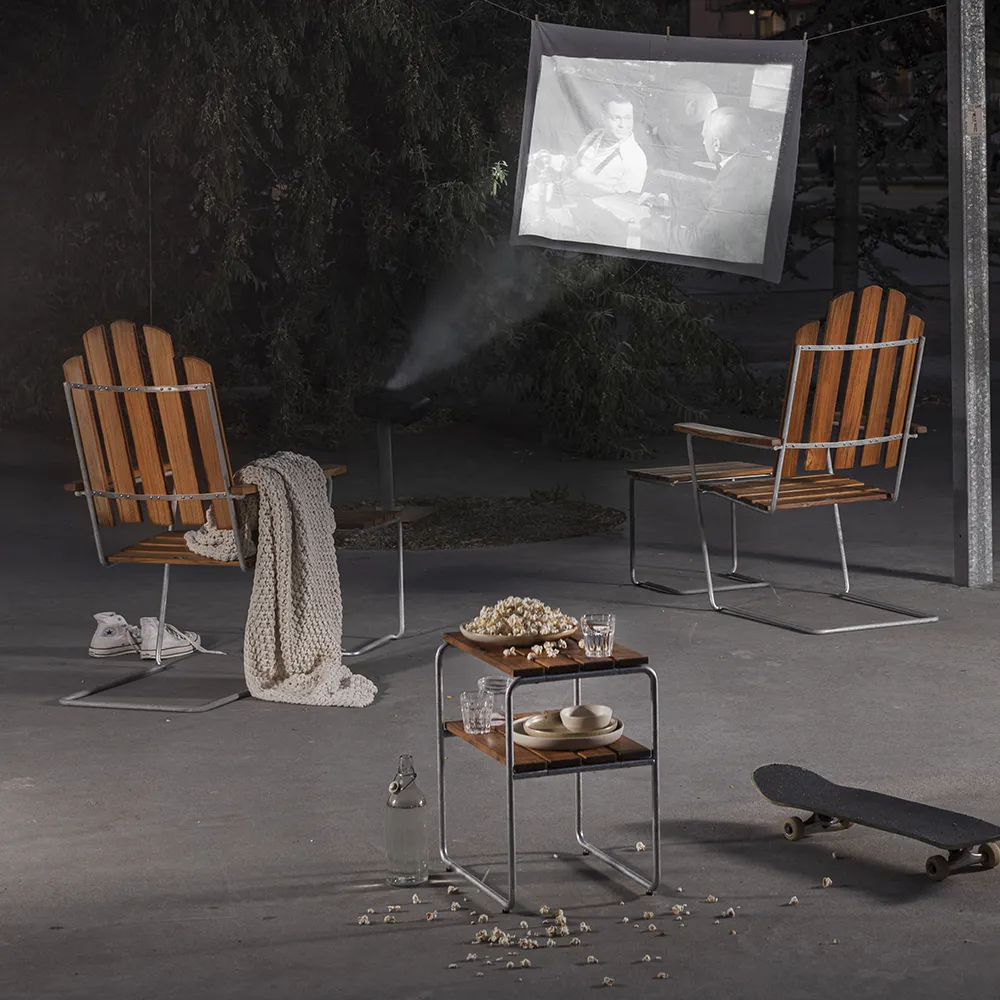 A3 solstol ubehandlet Teak/Varmgalvaniseret Understel Grythyttan Stålmöbler