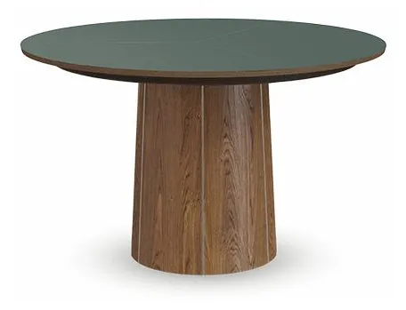 Skovby SM33 spisebord i valnød med grønt laminat