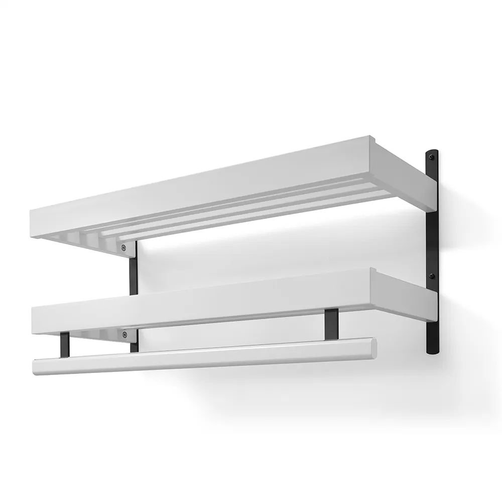 Oscarssons Möbel, Nadja Hattehylde 80 cm 2 niveauer Hvidlakeret birk/matsort stål