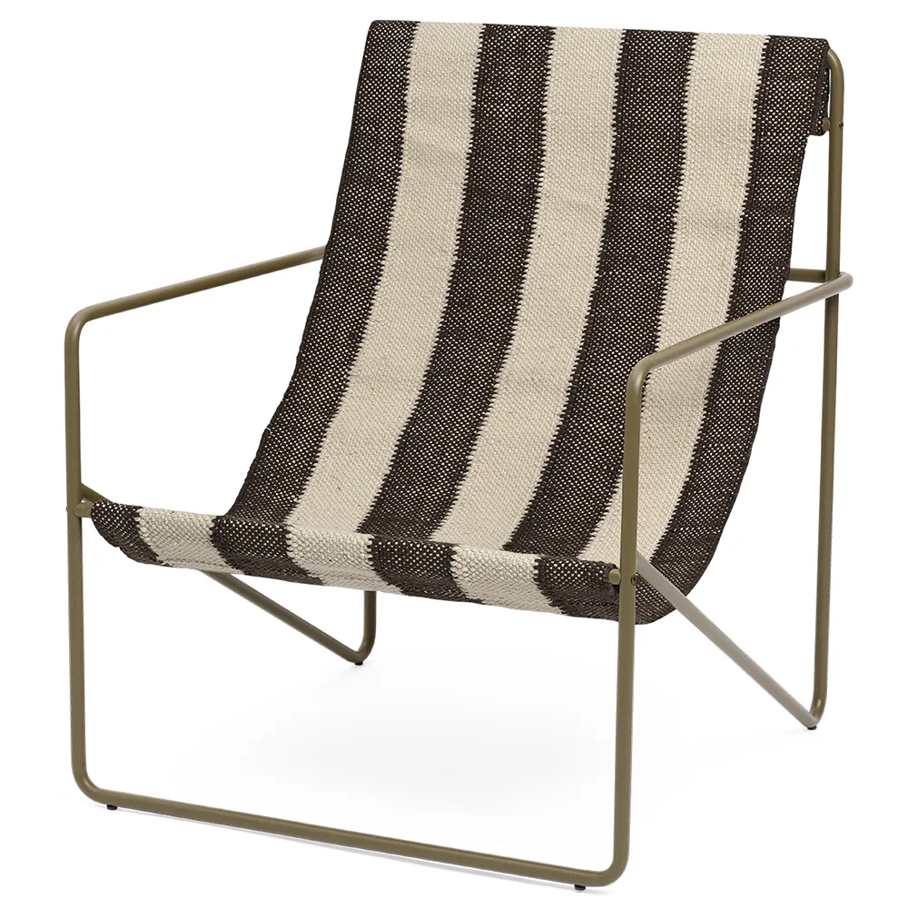Ferm Living, Desert Lounge Lænestol Olive/Off-white/Chocolate