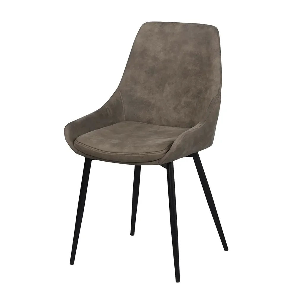 Spisebordsstol Rowico Sierra mørkbeige mikrofiber med sort pulverlakerede metalben H85ÃB49ÃD55 cm
