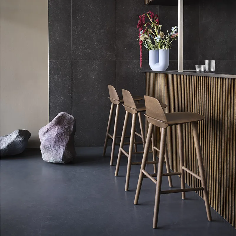 Nerd barstol 75 cm - med fodstøtte i metal - Midnight Blue