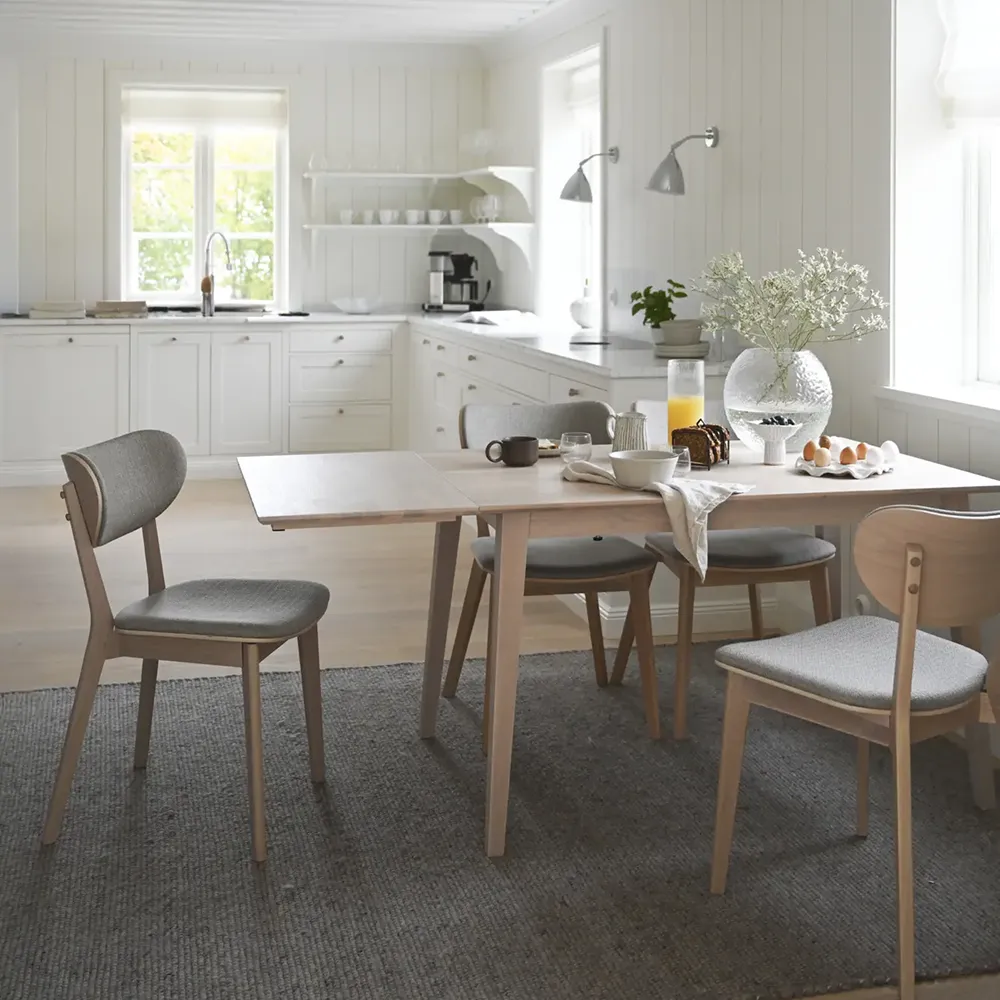 Filippa klapbord 120-165x80 cm hvid pigmenteret eg