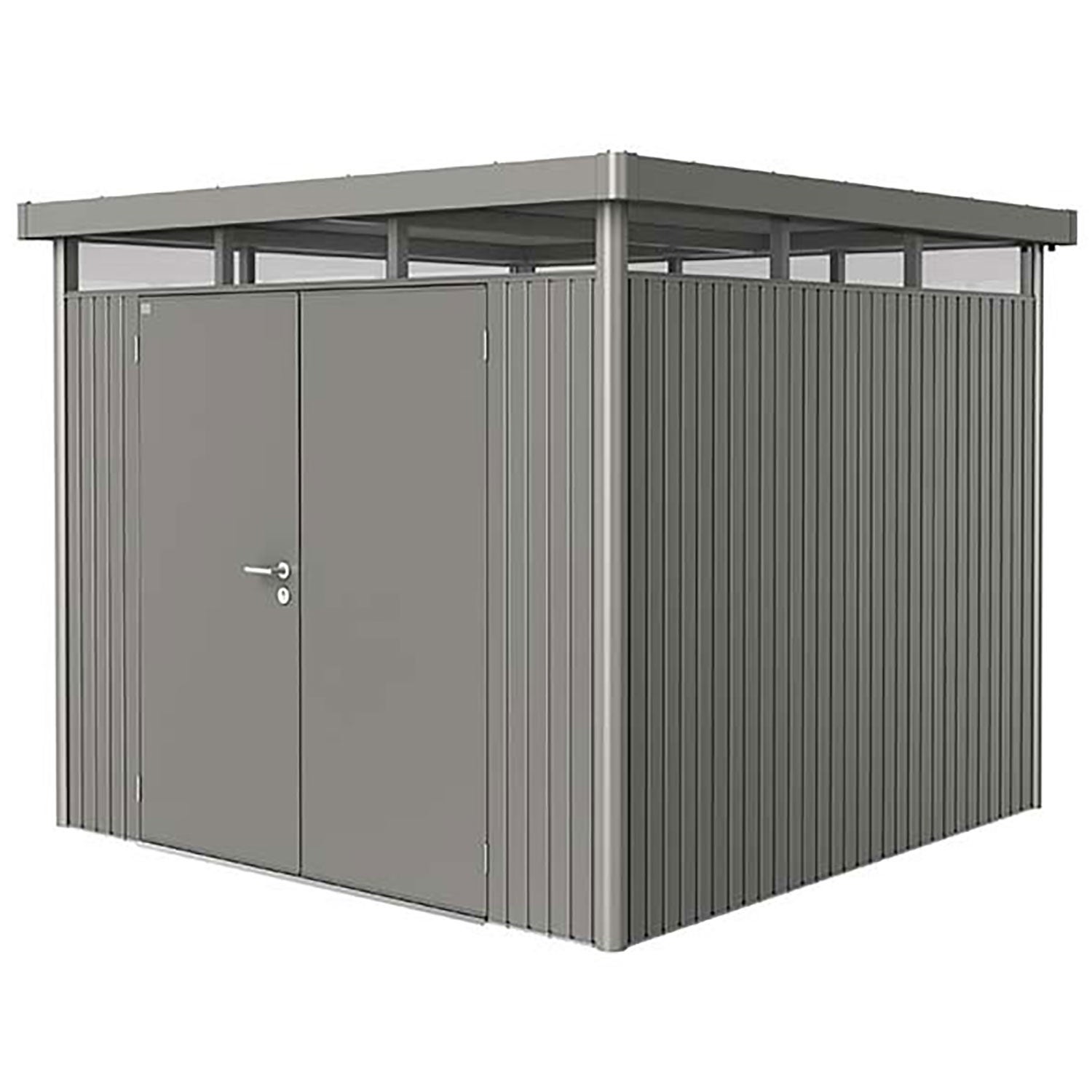 Highline haveskur med dobbeltdør, størrelse h4, metallisk kvartsgrå