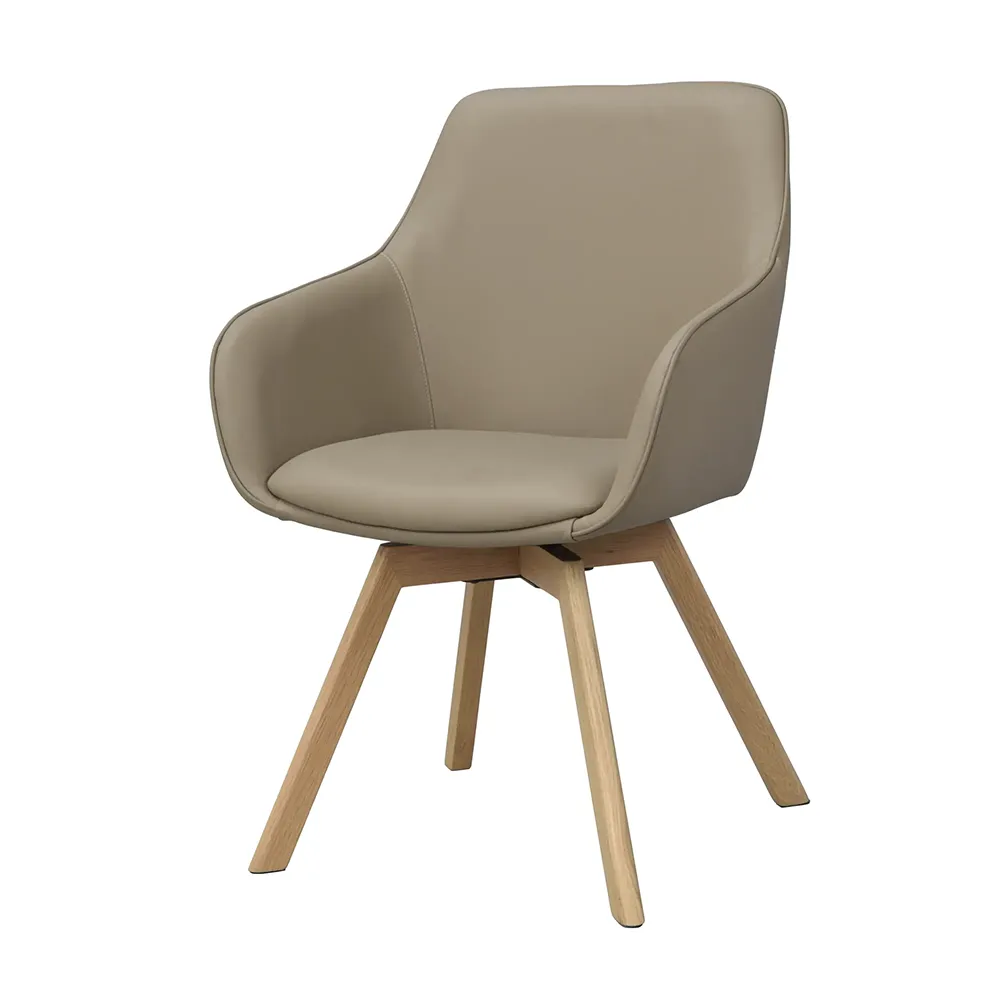Rowico Home, Alison stol med armlæn beige læder/egeben