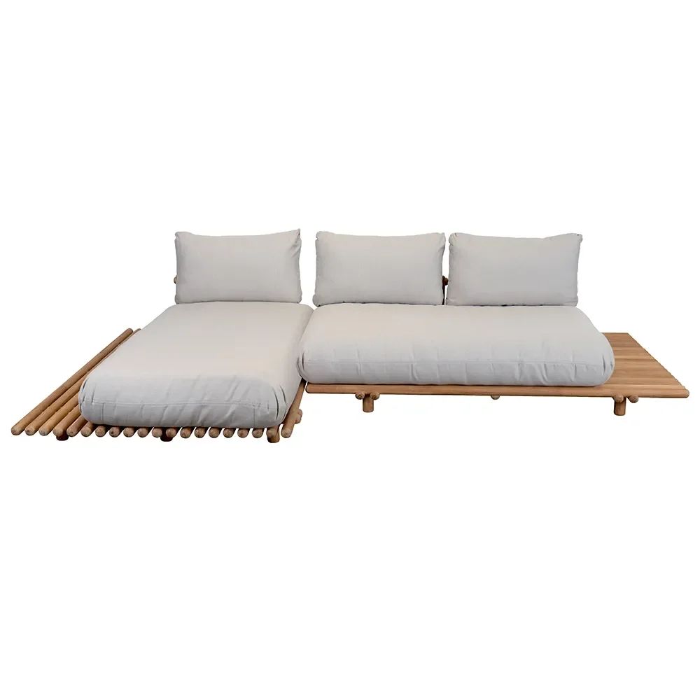 Cane-line, Sticks sofa m/chaiselong Teak/sand