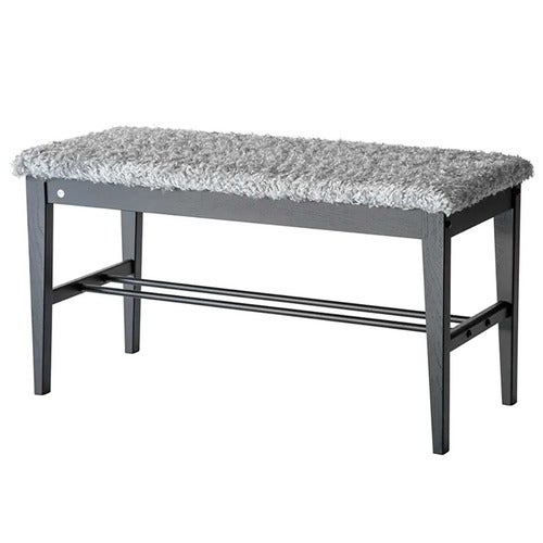 Cora Bench Sortbejdset eg/fåreskindslook Lysegrå