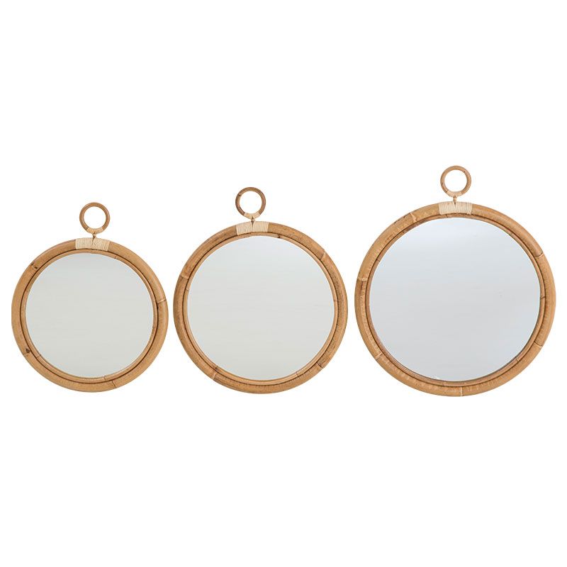 Spejl Ella Ø50 cm i rattan