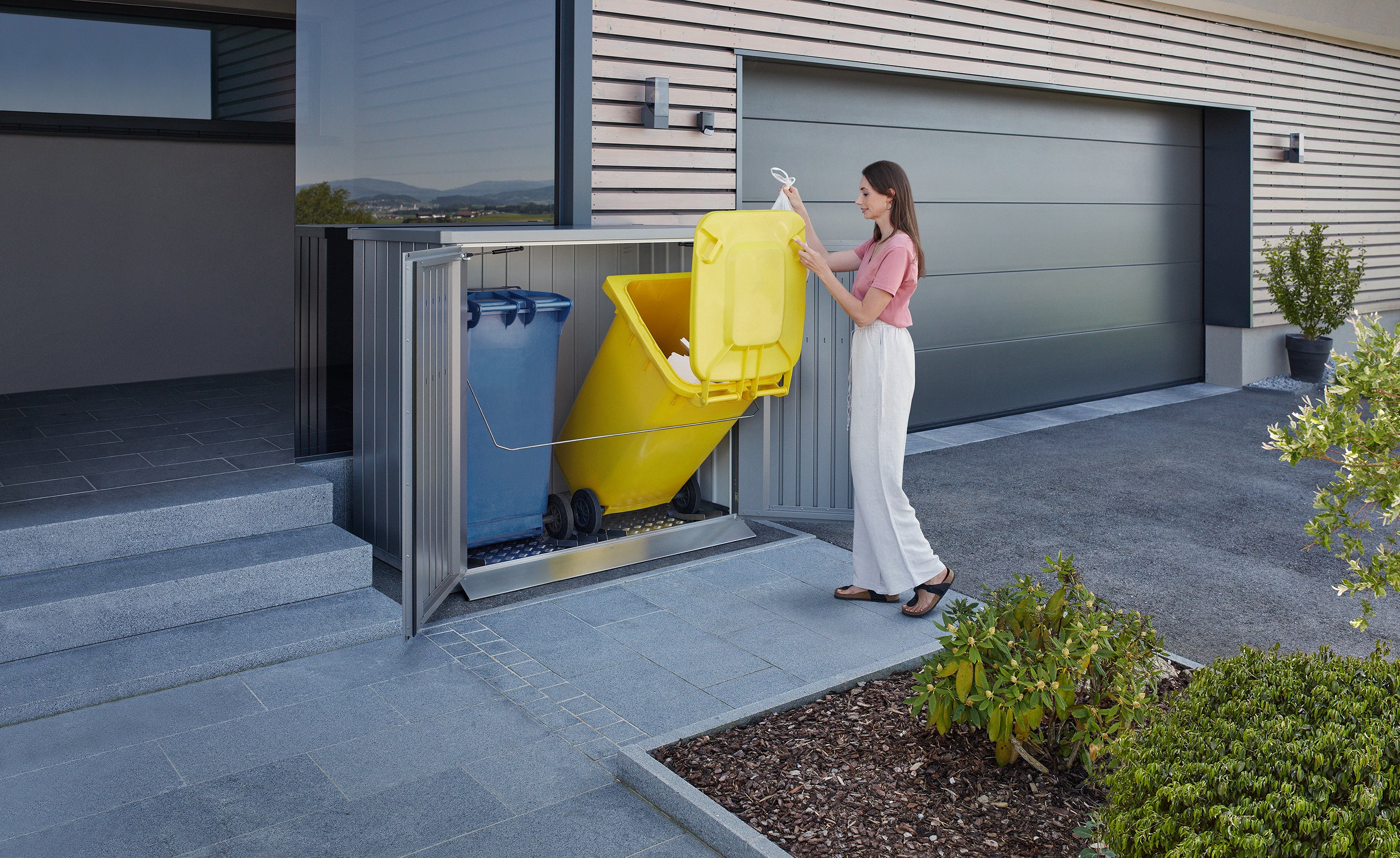 Alex Duo boks til affaldsspand - metallisk quartz grå