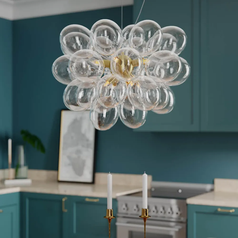 Gross loftslampe Ø50cm Messing/klart glas