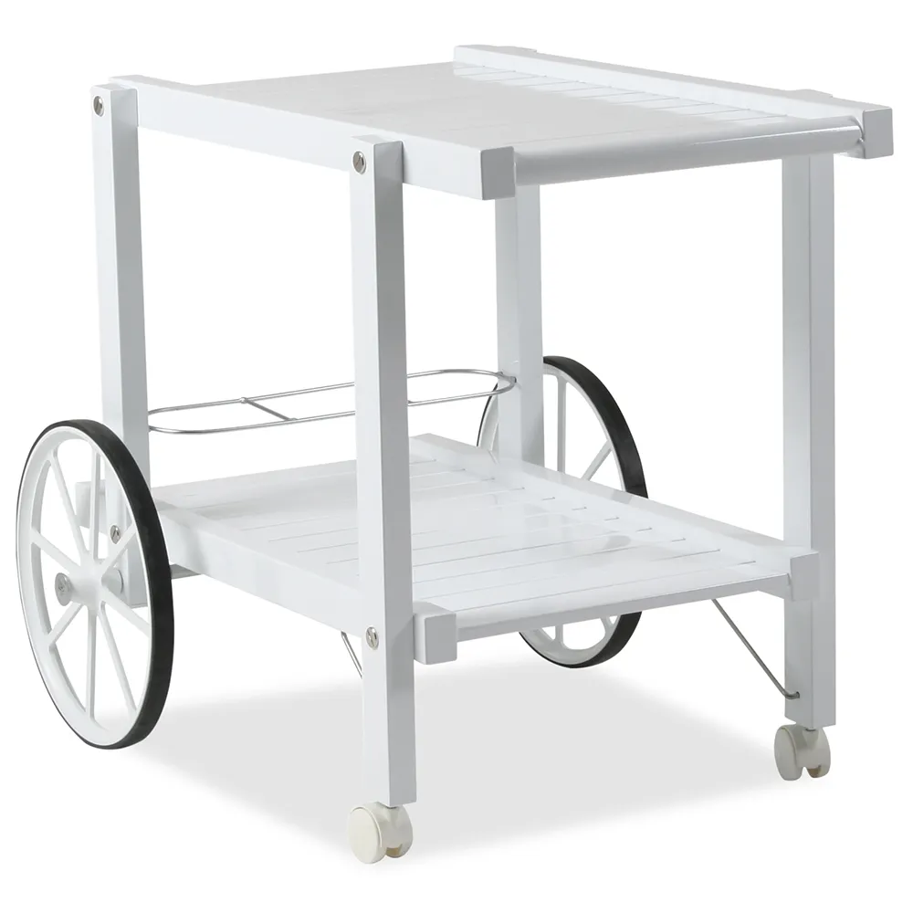 Serveringsvogn aluminium hvid 