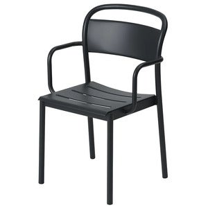 Linear Steel Stol med armlæn - Anthracite Black 