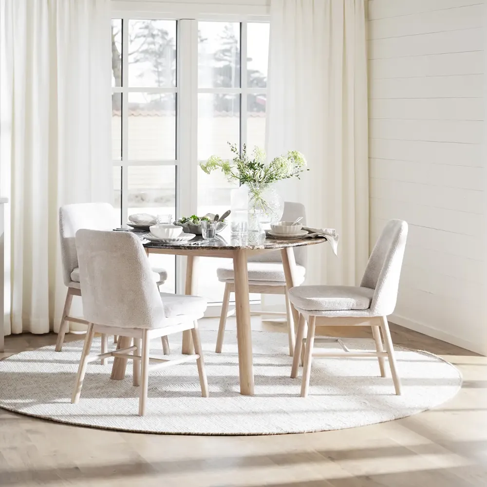 Taransay spisebord Ø125 cm brun marmor/hvid pigmenteret eg