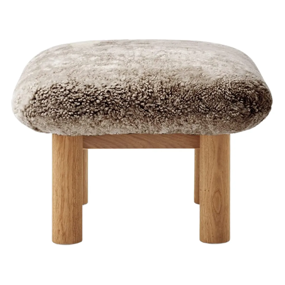 Brasilia skammel helbetrukket, massiv eg natur, Sheepskin Nevotex Sahara