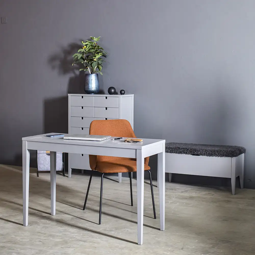 Klinte bænk 90 cm grå ægte fåreskind