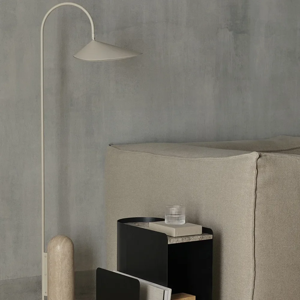 Justerbar Gulvlampe med Travertinfod Arum Cashmere
