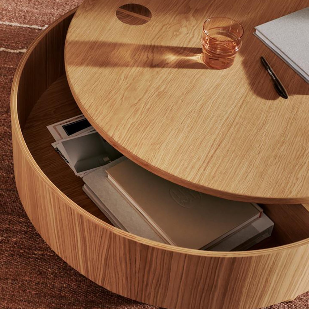 Olles sofabord med opbevaring - Ø80 - Natur Egefiner