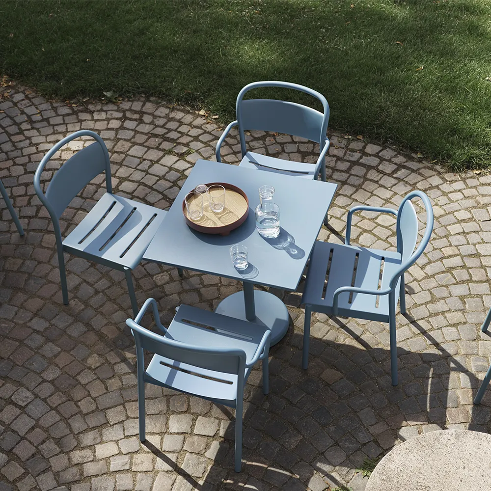 Linear Steel Stol med armlæn - Anthracite Black 