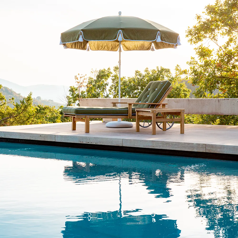 Solseng med armlæn teak 