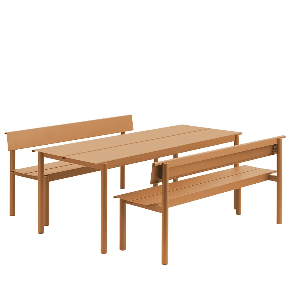 Stålbænk 170cm Linear Steel Burnt Orange