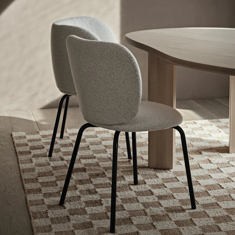 Håndvævet Uldtæppe Check 140x200 cm Off-White