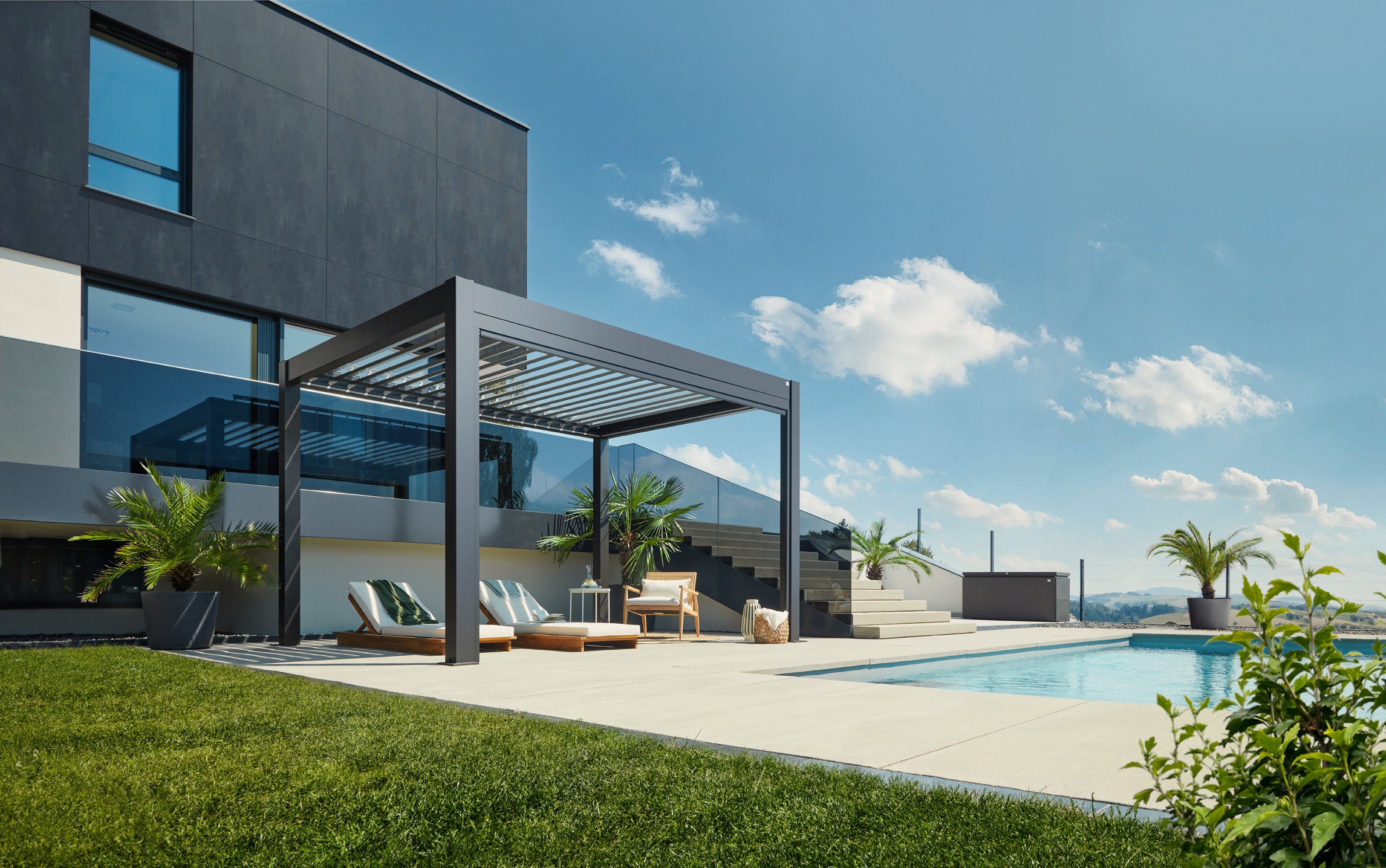 Pergola størrelse 4 x 3 metallic mørkegrå