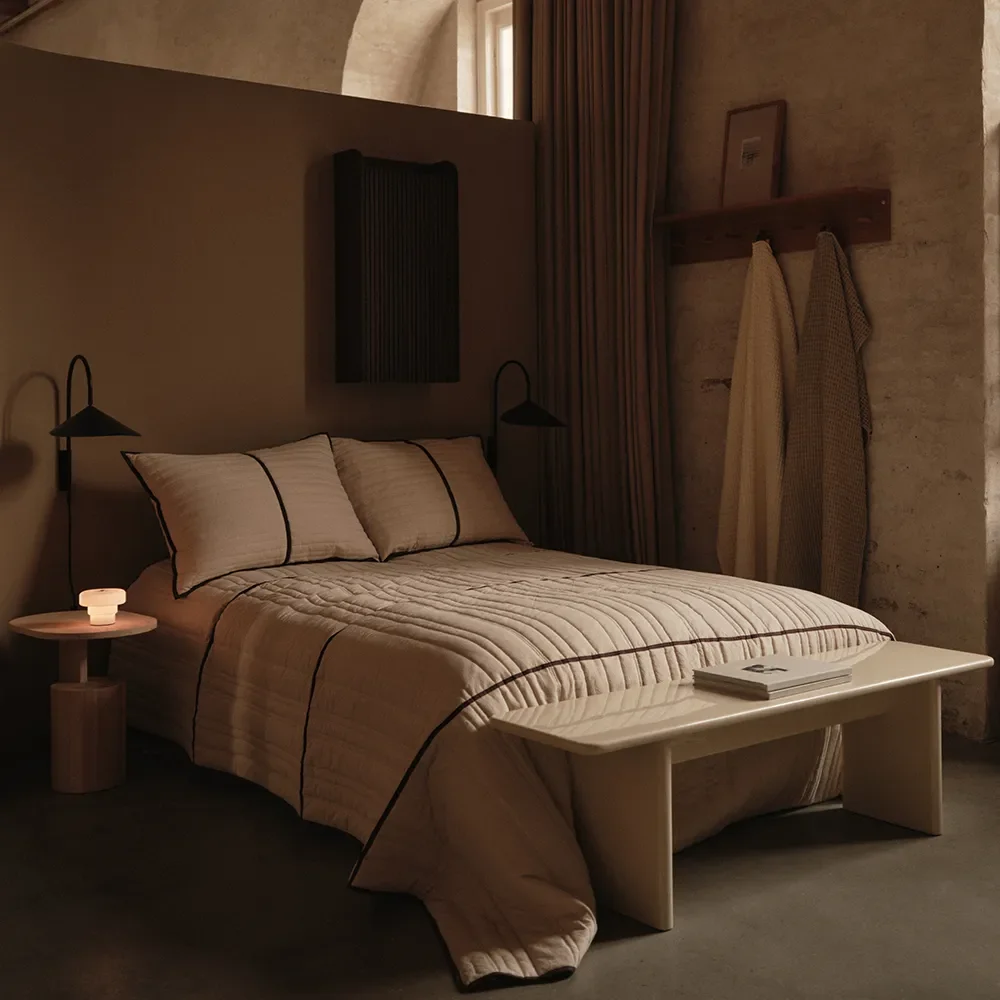 Vari Quilted Bedspread - Single - Natural/Dark Cho