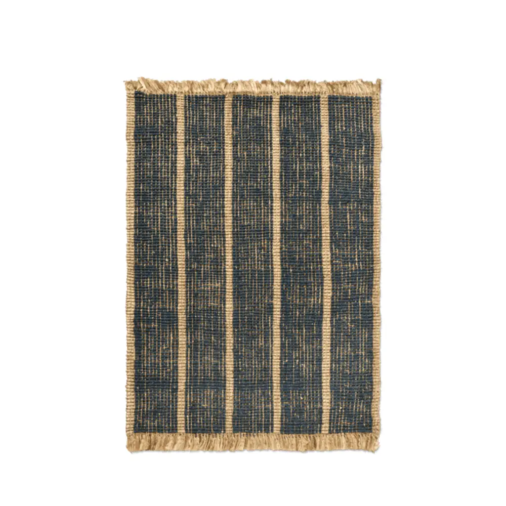 Athens håndvævet jute-tæppe 140 x 200 cm – naturfarvet/blå