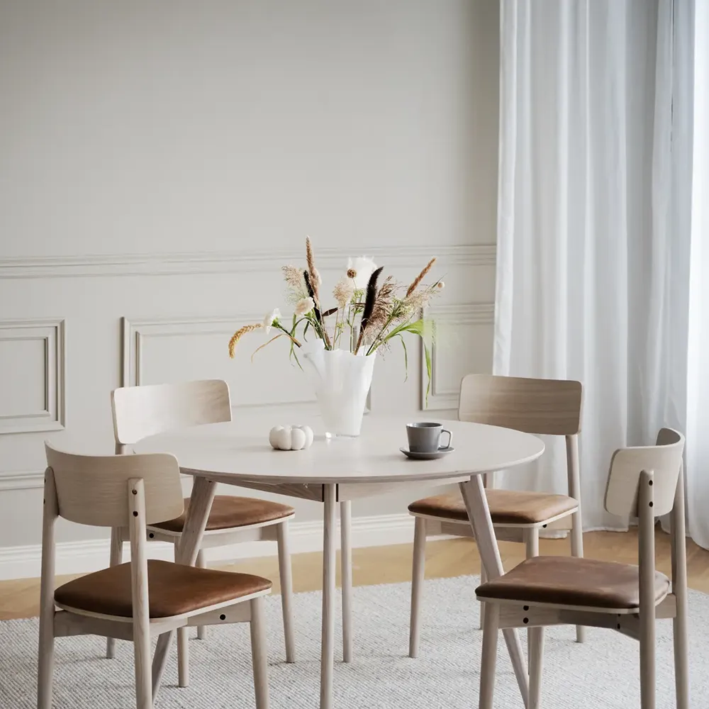 Yumi spisebord Ø115 cm hvidpigmenteret eg