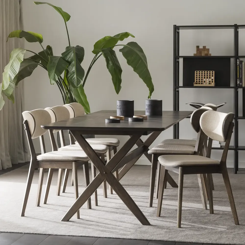 Kato spisebordsstol brun eg/beige stof