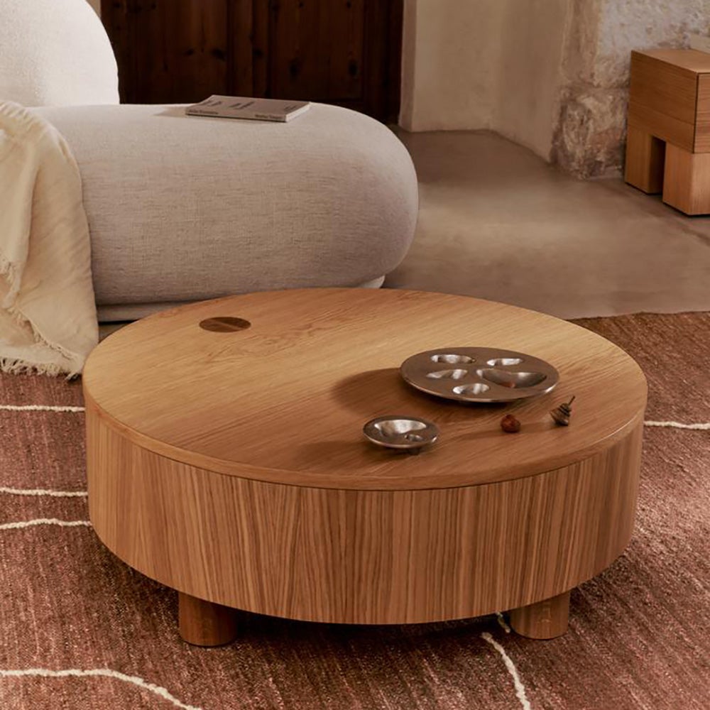 Olles sofabord med opbevaring - Ø80 - Natur Egefiner