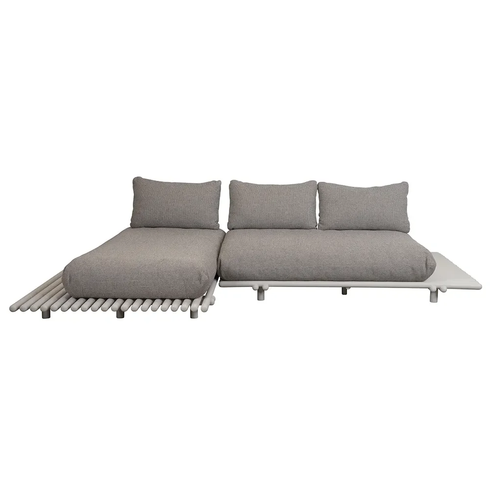Cane-line, Sticks sofa m/chaiselong Alu/light brown