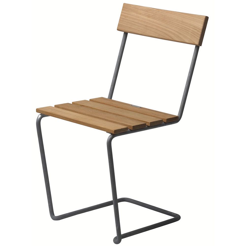 Grythyttan Stålmöbler, Stol 1 Ubehandlet Teak/Varmgalvaniseret Understel Grythyttan Stålmöbler