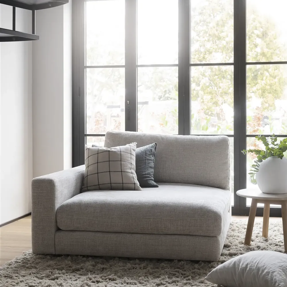 Duncan chaiselong venstre stof Robin lysegrå