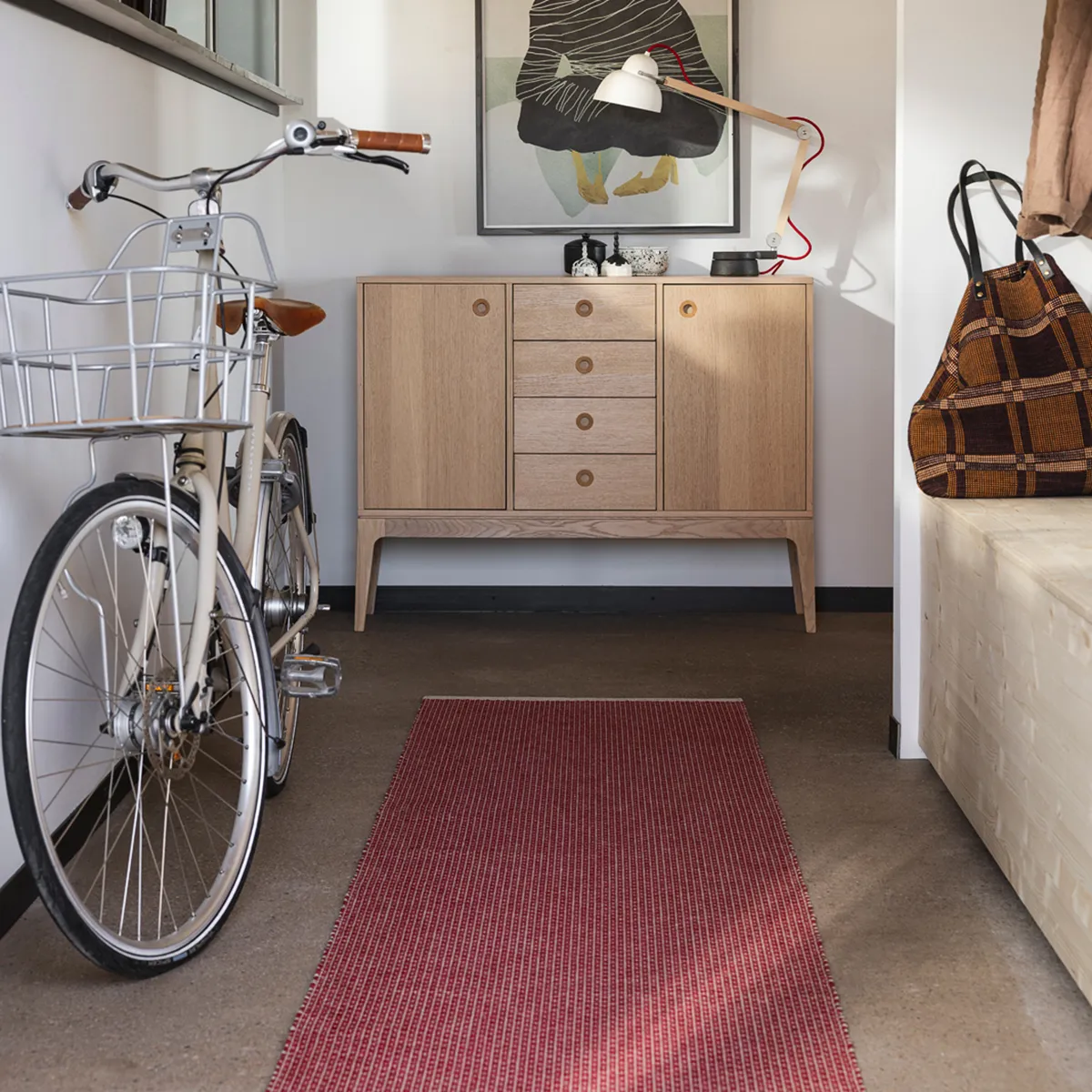 Vaskbar Plastmåtte NILS Dark Red 70x180 cm