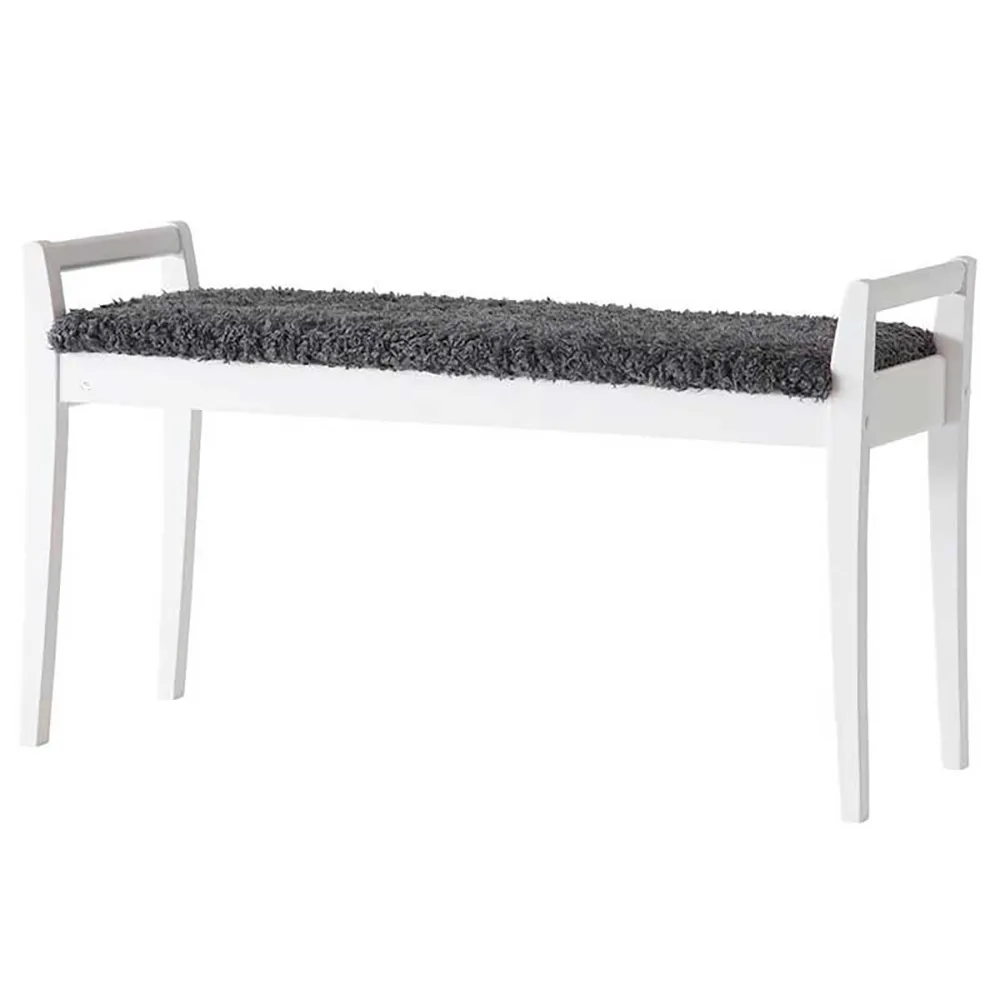 Oscarssons Möbel, Meja Bench Hvidlakeret birk/fåreskindslook Mørkegrå