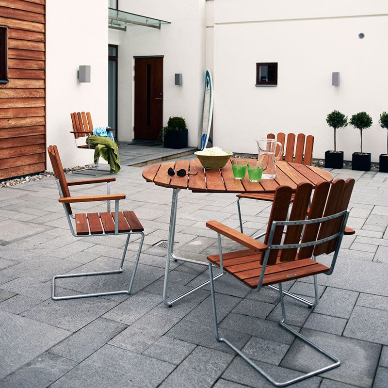 Bord 9A 100 Ubehandlet Teak/Varmgalvaniseret Understel Grythyttan Stålmöbler