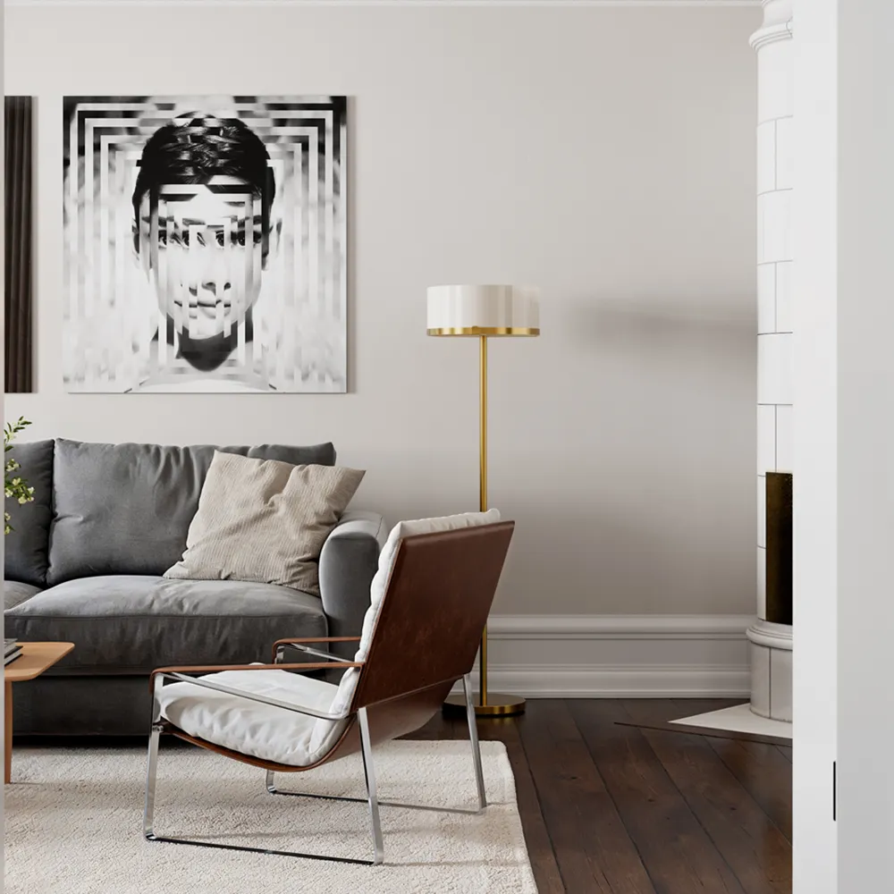 Marcel gulvlampe H: 150cm messing/hvid