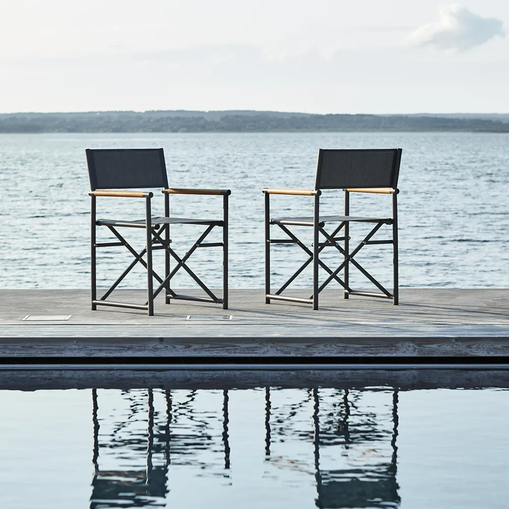 Zand spisestol teak/antracit