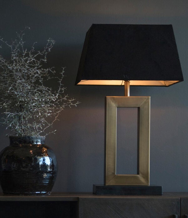 Rektangulær lampeskærm L Black Leather