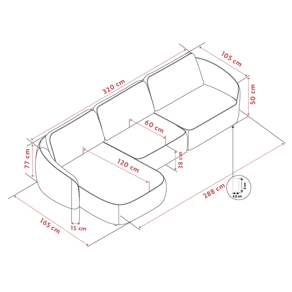 Norris sofa 4-personers sofa chaiselong venstre stof Anna lys beige