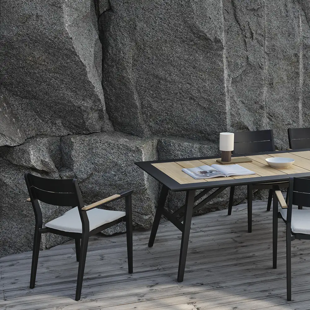 Chios Spisebord 100x175 cm Sort/Teak Brafab