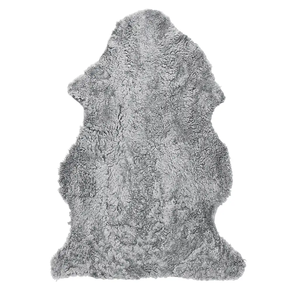 Skinnwille, Curly fåreskind 60x95 cm Charcoal grey Silver