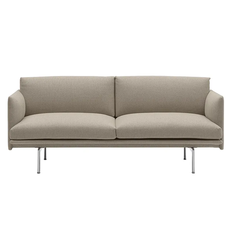 Muuto, Outline Sofa 2-Seater - Polished Aluminum Base - Ecriture 240 Polished