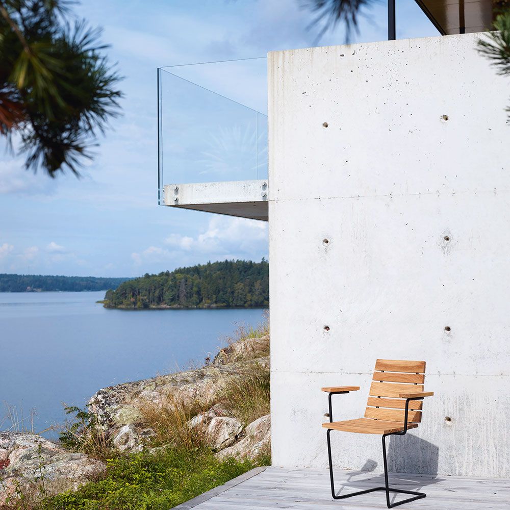 Grinda Stol/Karmstol Sort/Teak Skargaarden