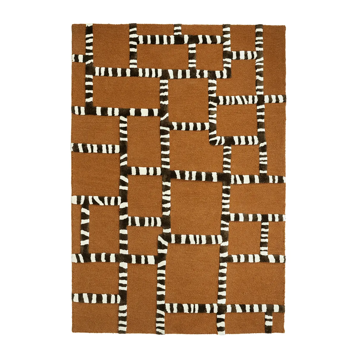 By-Boo, Håndvævet tæppe StripeScape 290x190 cm Caramel