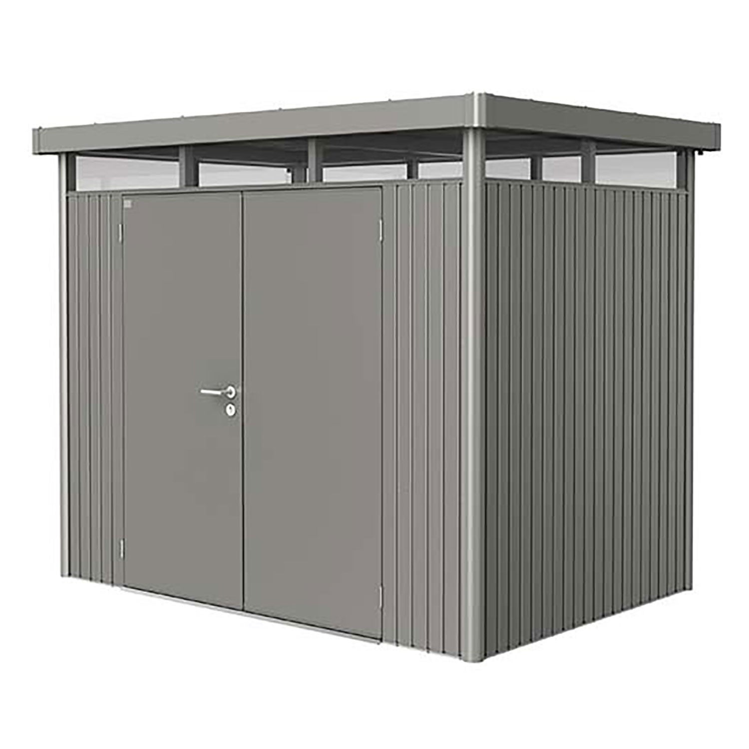 Highline haveskur med dobbeltdør, størrelse h2, metallisk kvartsgrå