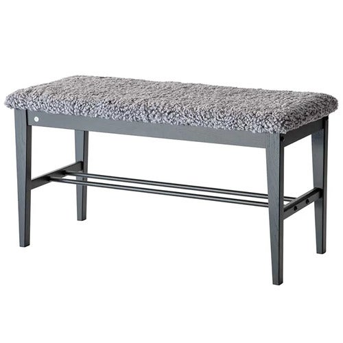 Cora Bench Sortbejdset eg/fåreskind Lysegrå