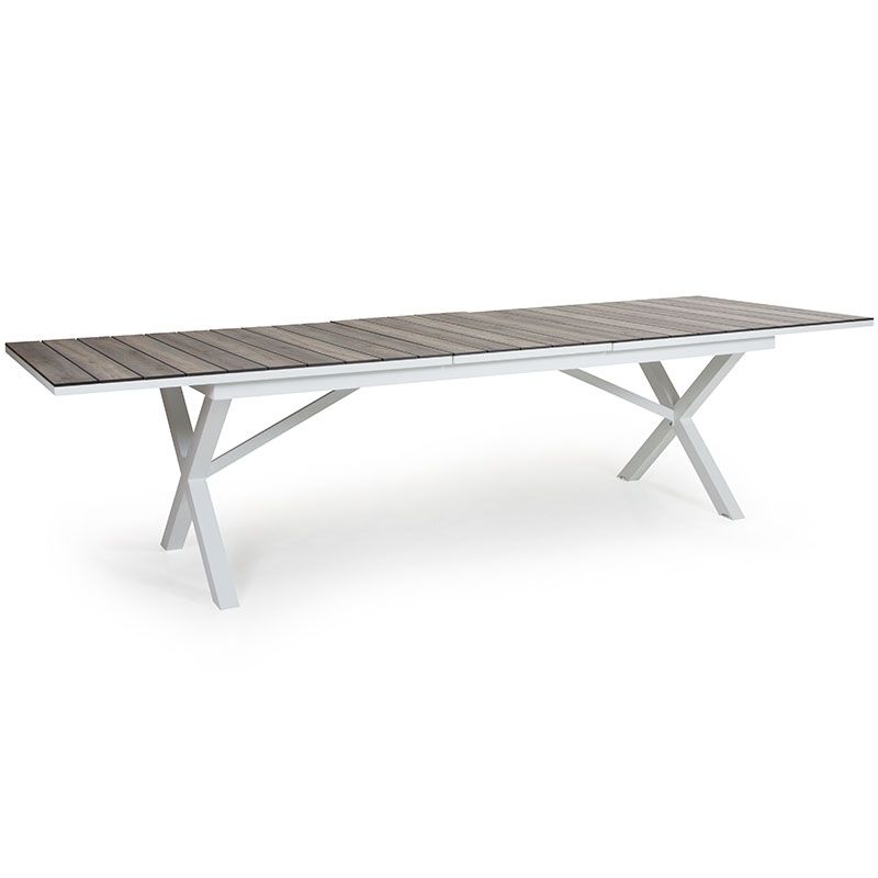 Hillmond udtræksbord 100x238-297 cm hvid/grå